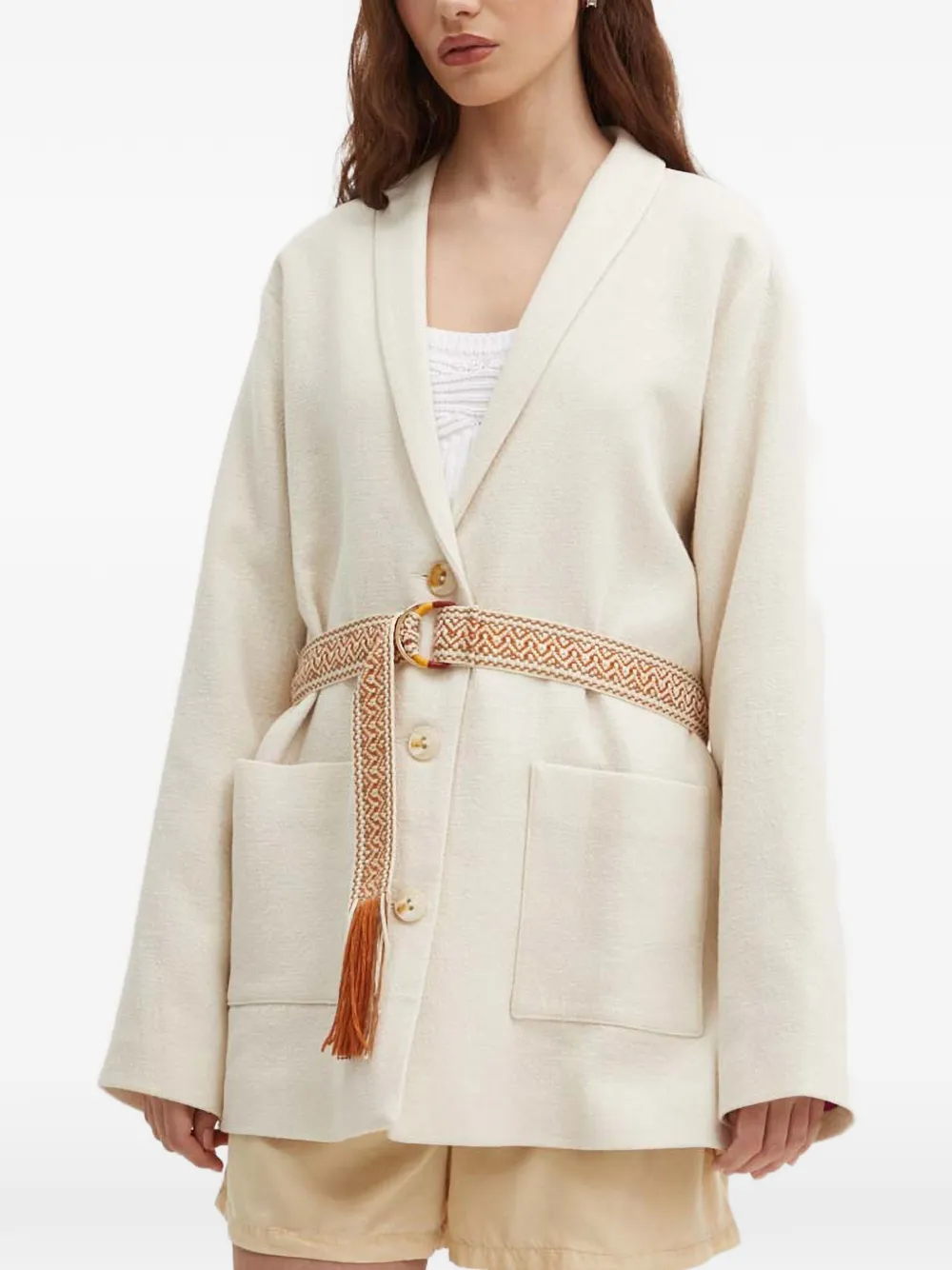 La Petite Française Voyelle button pocket cardigan - Weiß