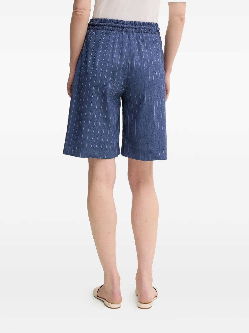 La Petite Française Solange shorts met trekkoord en krijtstreep Blauw