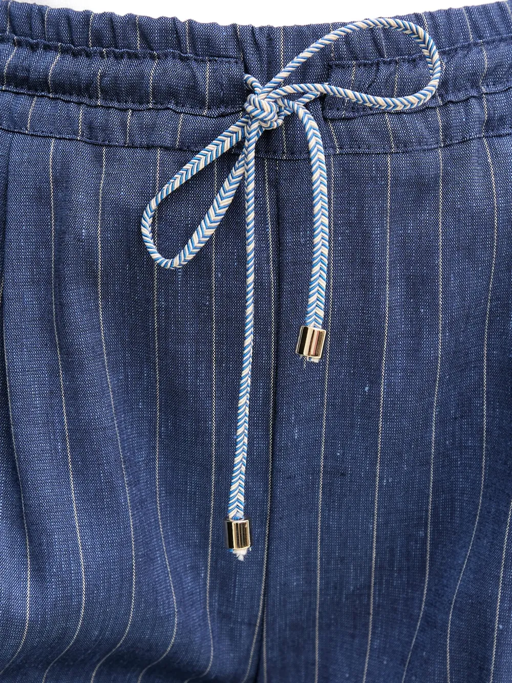 La Petite Française Solange shorts met trekkoord en krijtstreep Blauw