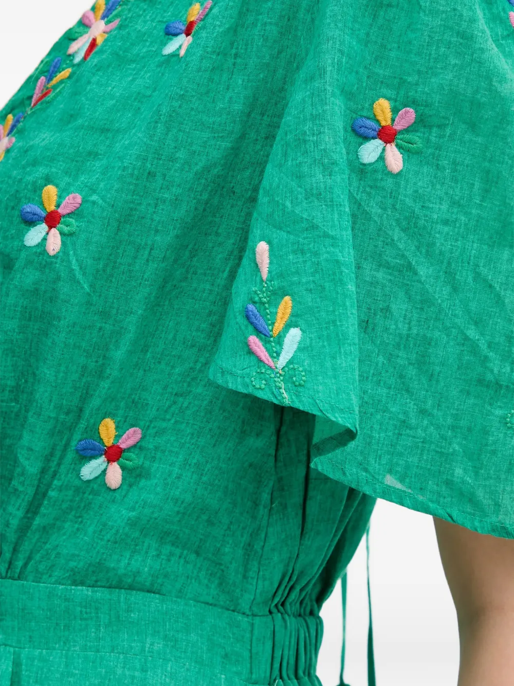 La Petite Française Rachele maxi-jurk met borduurwerk en V-hals Groen