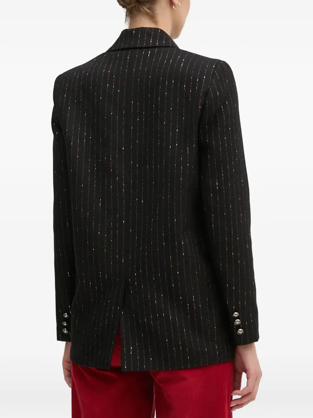 La Petite Française Veritable gestreepte blazer met knopen Zwart