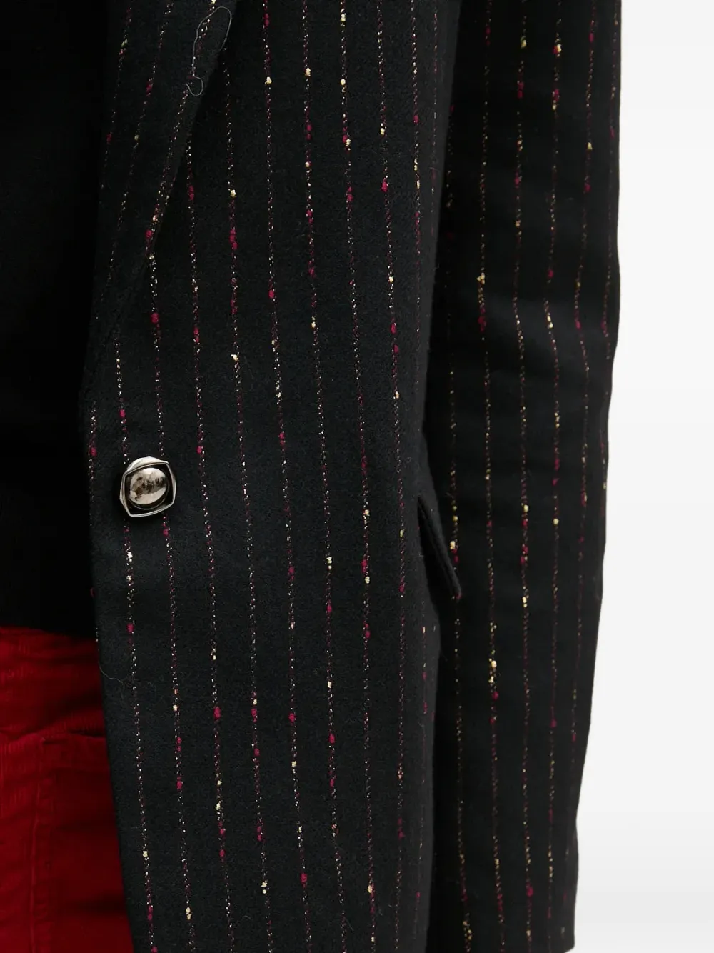 La Petite Française Veritable gestreepte blazer met knopen Zwart