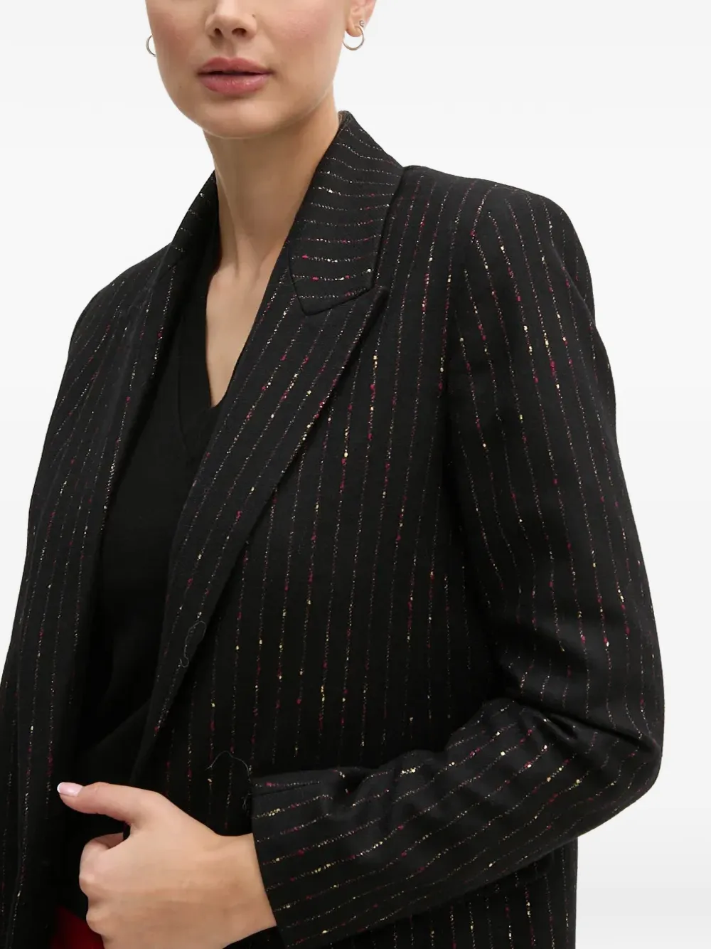 La Petite Française Veritable gestreepte blazer met knopen Zwart