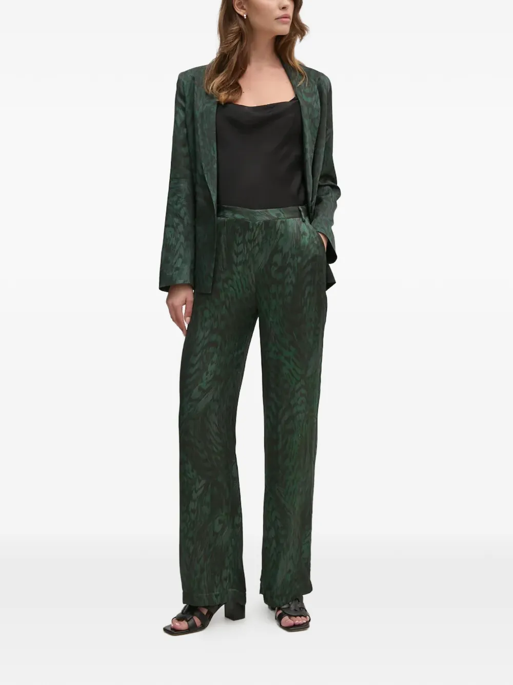 La Petite Française Vaporeuse blazer met print - Groen