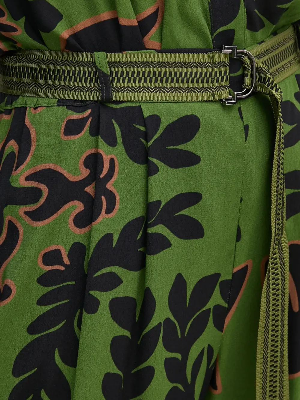 La Petite Française Pony broek met bloemenprint en ceintuur Groen