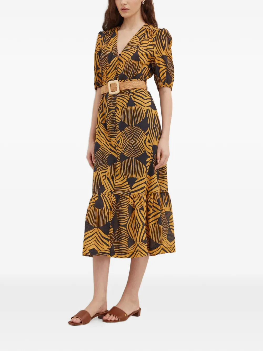 La Petite Française Abito lungo Racine con scollo a V - Giallo