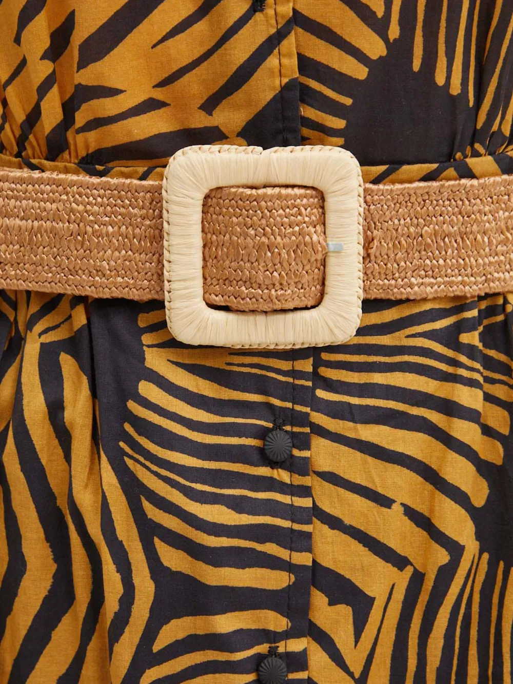 La Petite Française Racine abstracte maxi-jurk met V-hals Geel