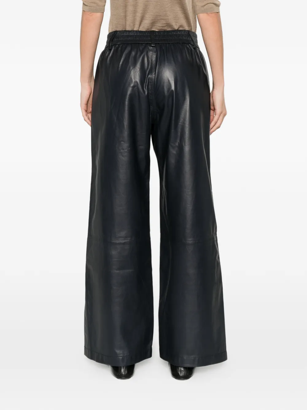 Elasticated-Waist Leather Trousers