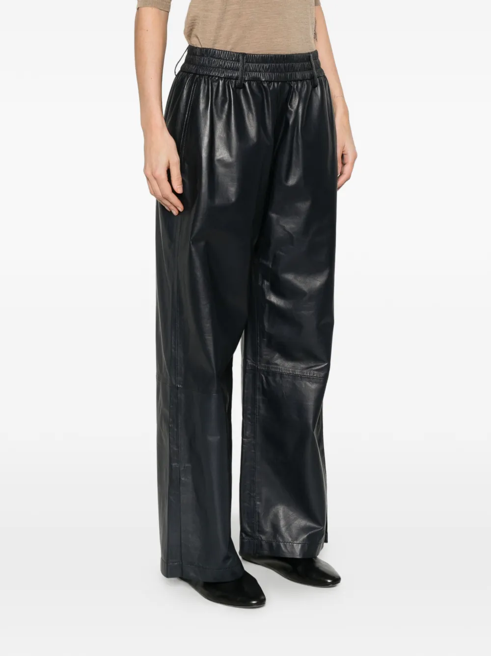 Elasticated-Waist Leather Trousers