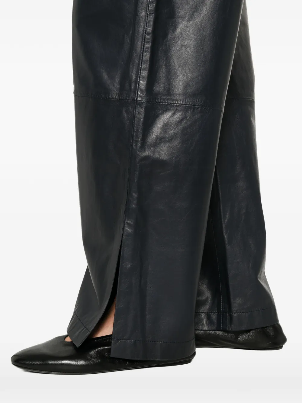 Elasticated-Waist Leather Trousers