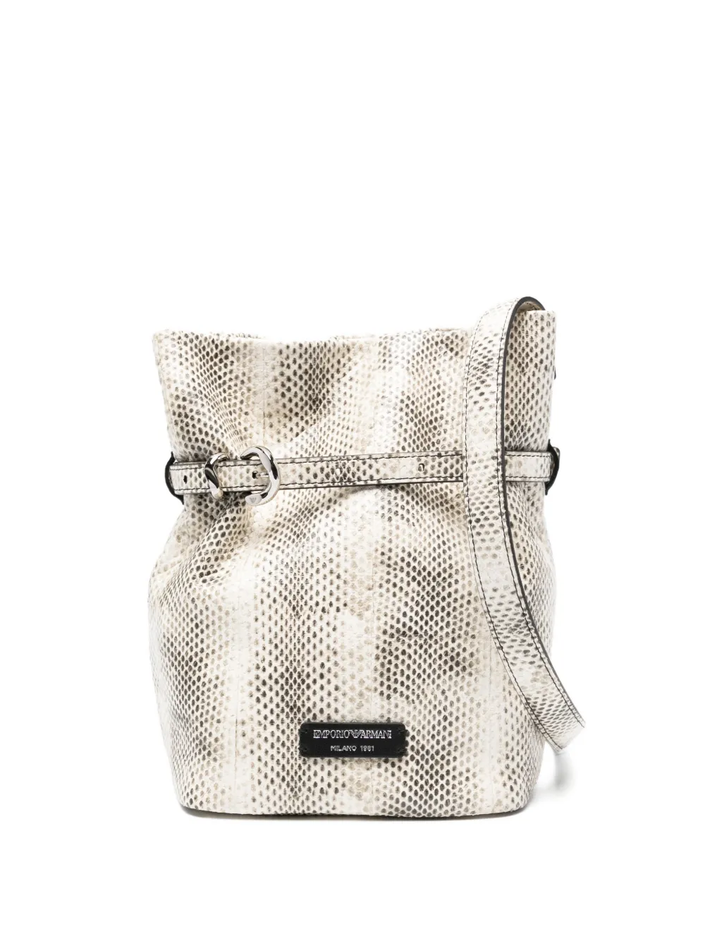 Emporio Armani snake-effect leather bucket bag - Toni neutri
