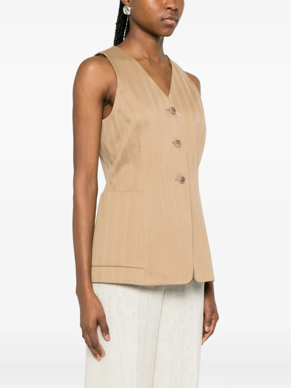  Max Mara Mxmfalla Cotton Vest - Neutrals 