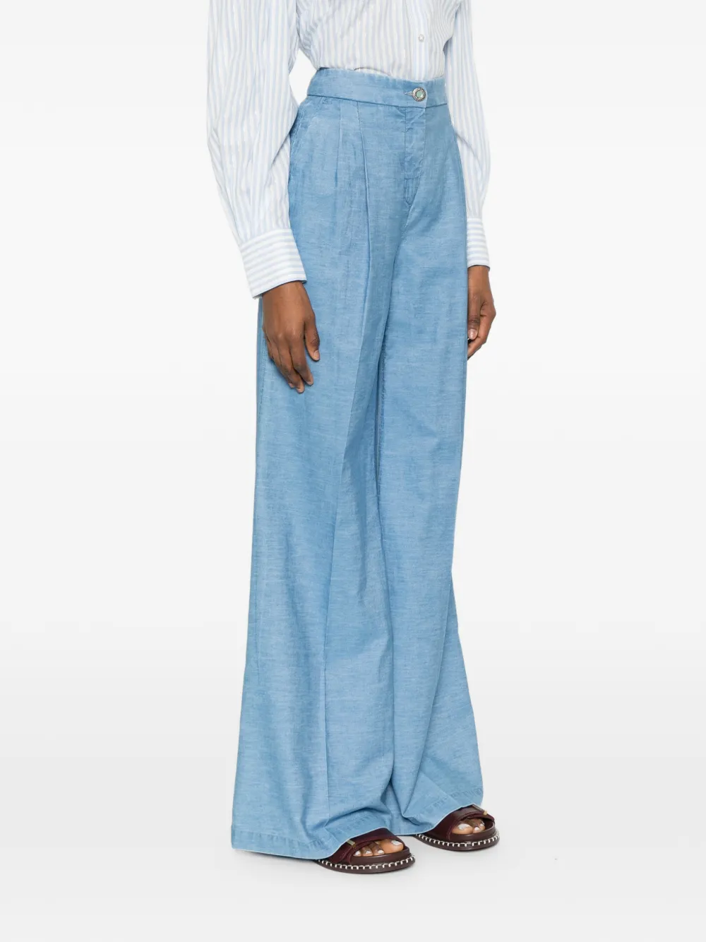  Via Masini 80 Wide-leg Trousers - Blue 