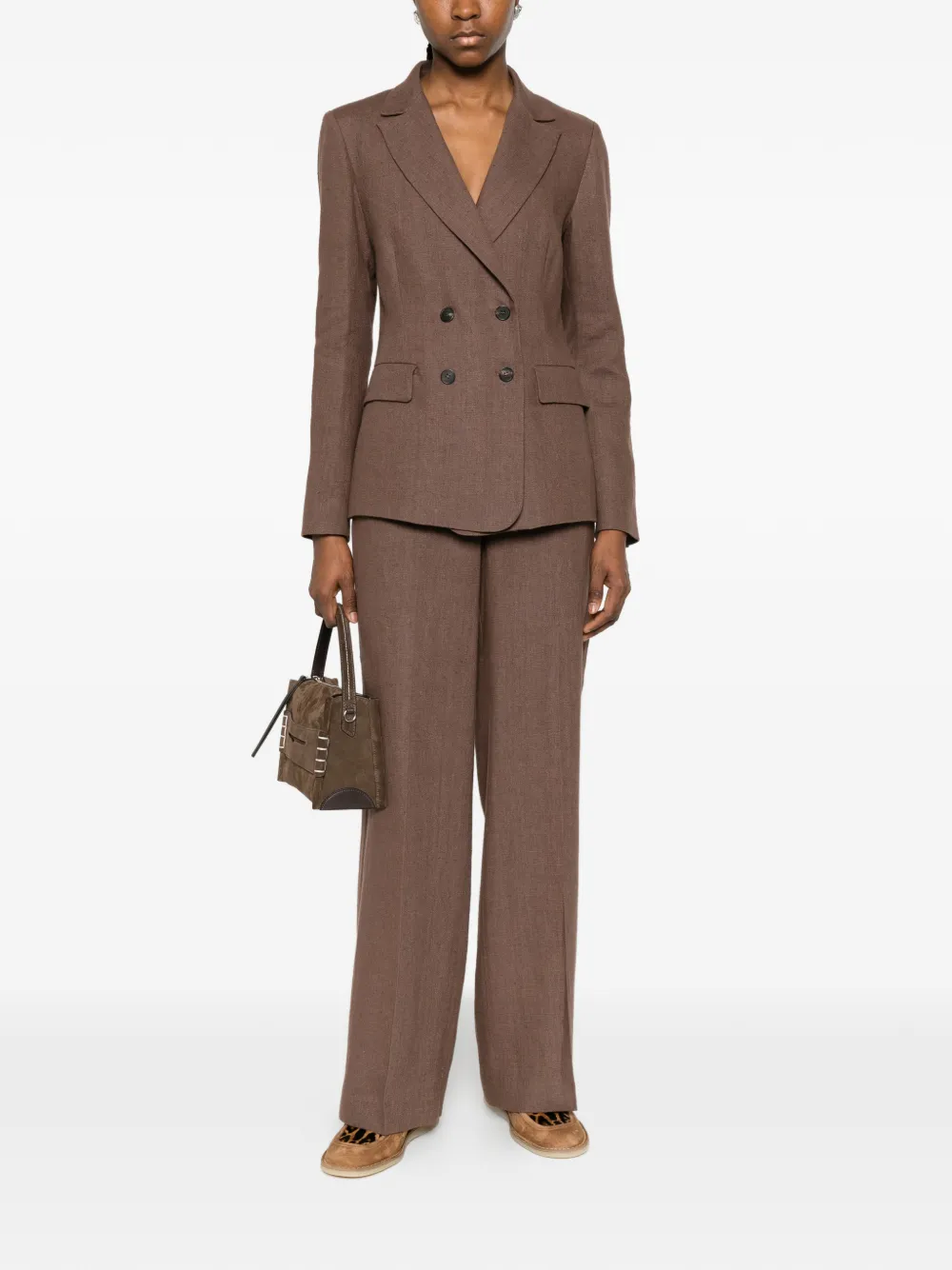  Via Masini 80 Double-breasted Jacket - Brown 