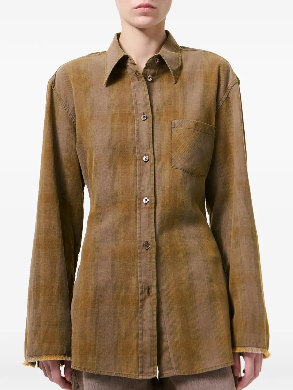  Our Legacy Frayed Collared Shirt - Brown 
