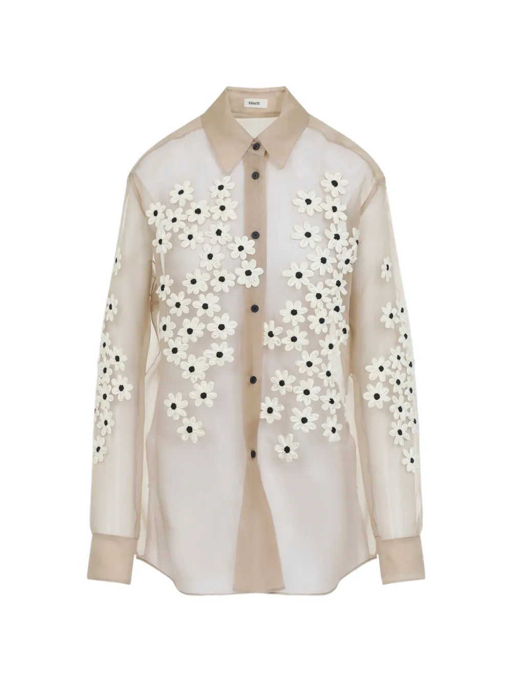 KHAITE floral appliqué shirt - Neutrals