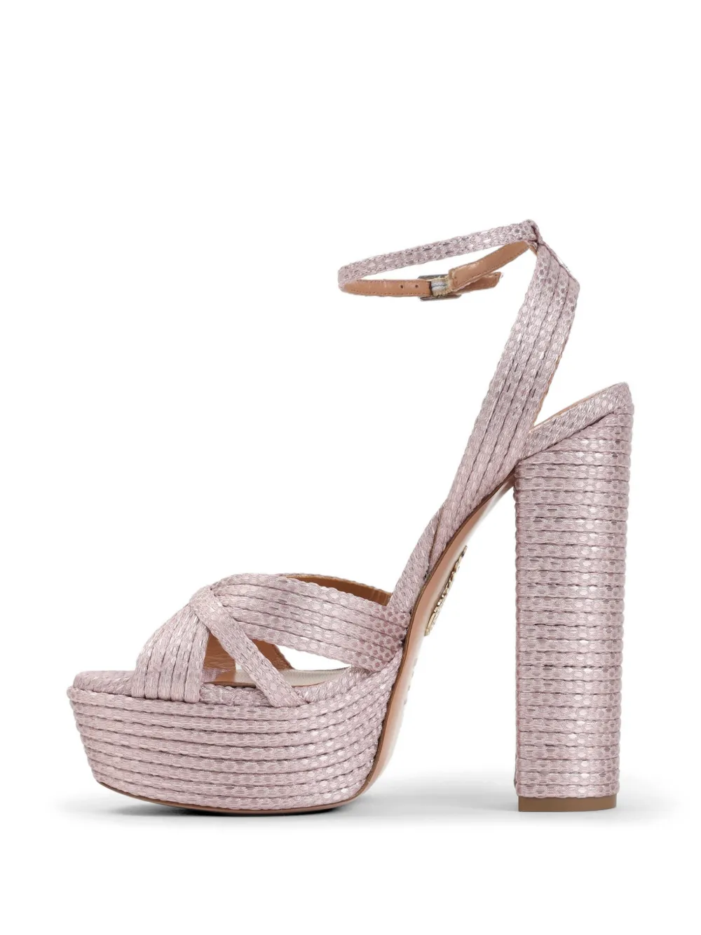 Aquazzura Sundance Plateau crossover platform sandals Roze
