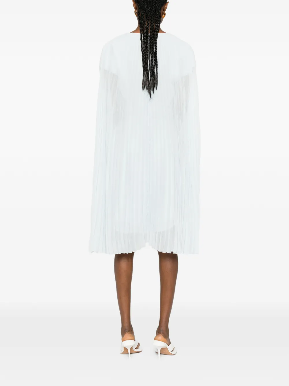 Doplisse V-Neck Pleated Midi Dress