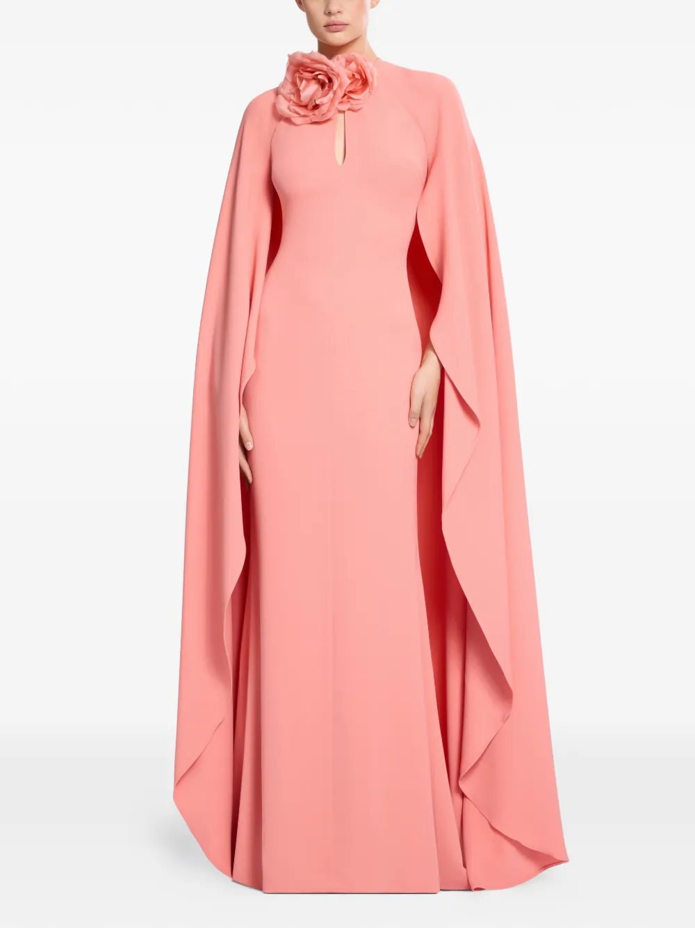 Elie Saab floral appliqué cape dress - Rosa