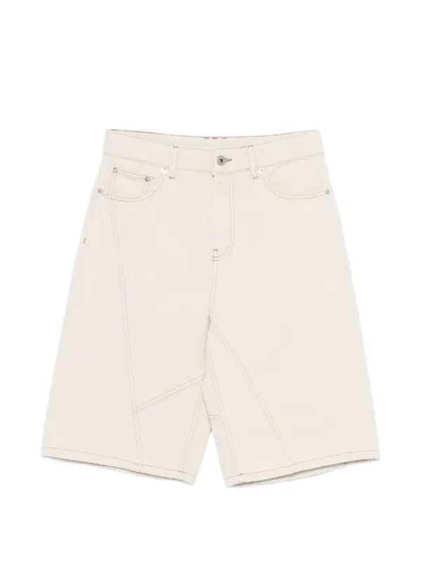 Halfboy Panelled Contrast-stitch Shorts in Neutrals