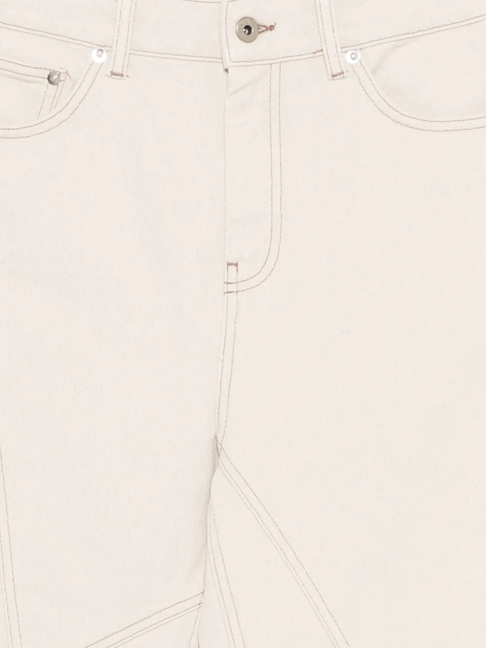 Halfboy Shorts met contrasterend stiksel en vlakken Beige