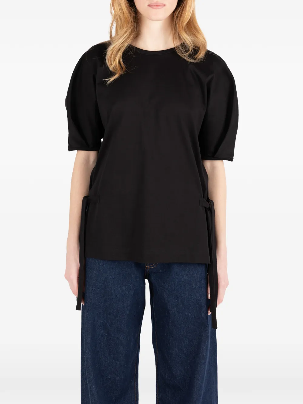 Société Anonyme tie-detail puff-sleeve top - Nero