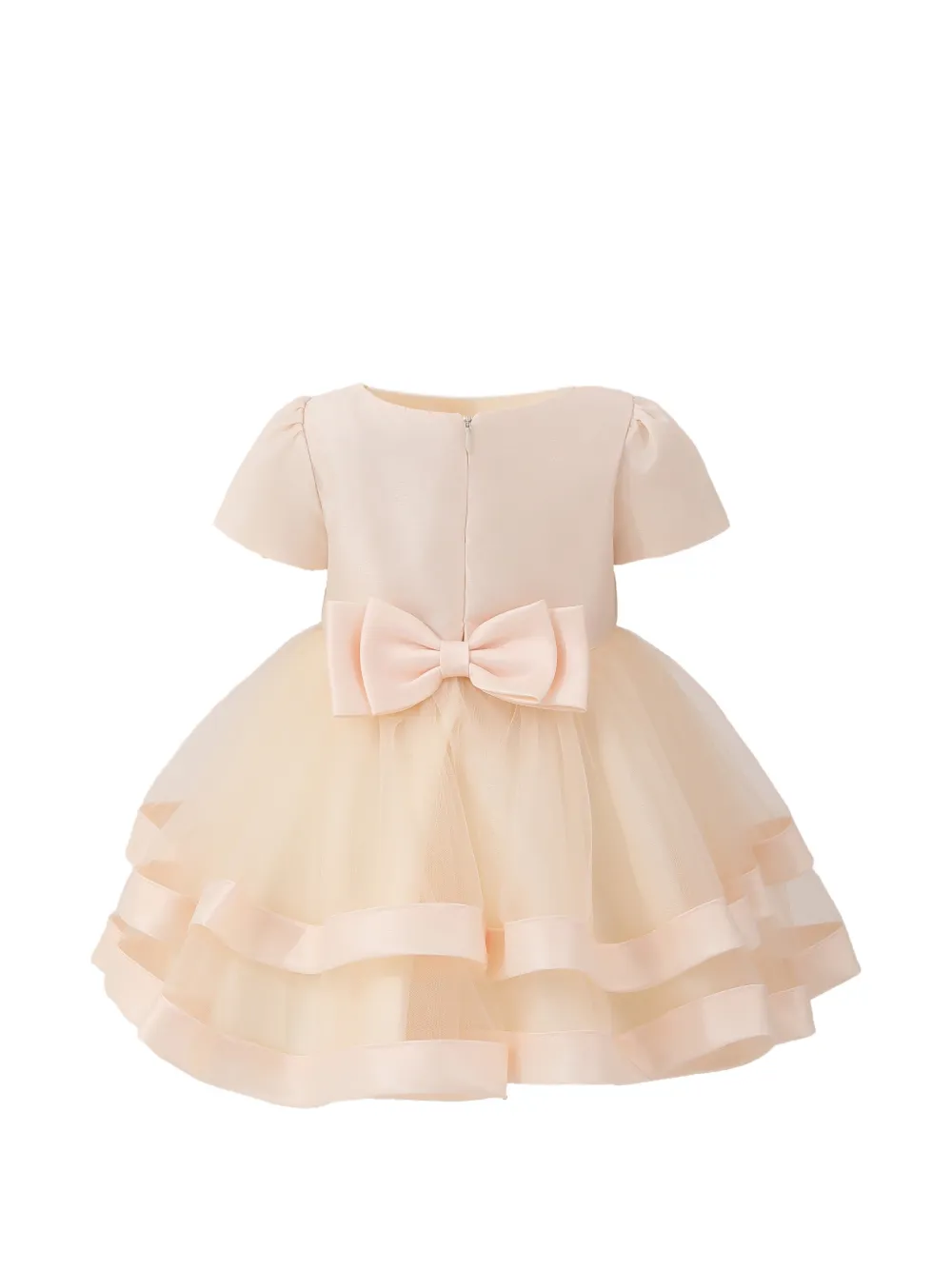 Tulleen Jurk met strikdetail Beige
