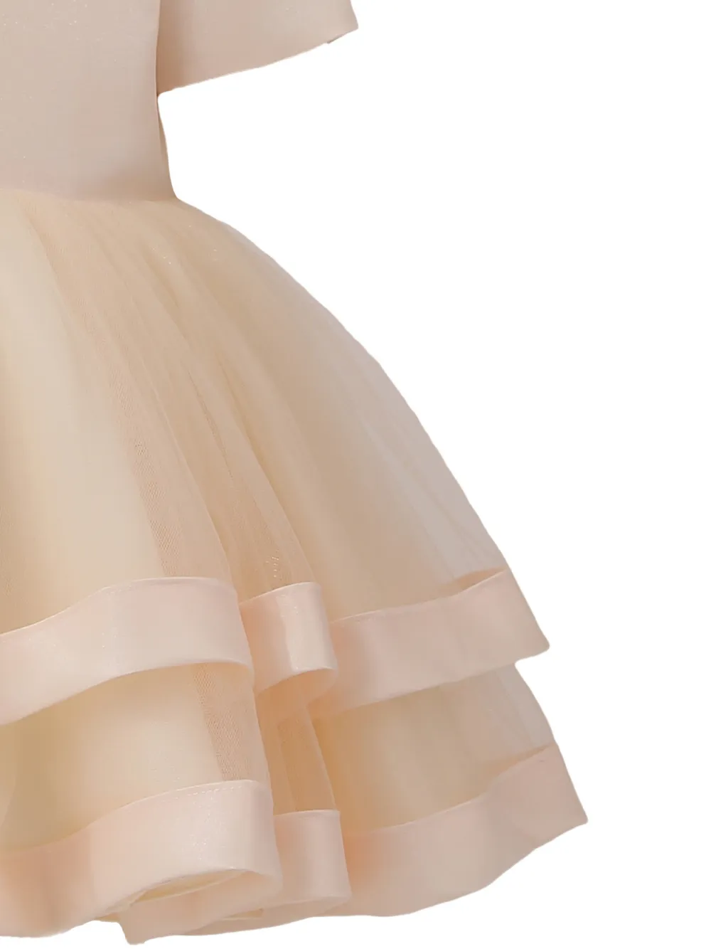 Tulleen Jurk met strikdetail Beige