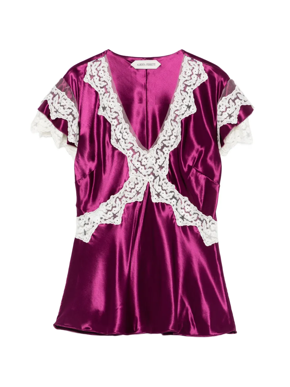 Alberta Ferretti Lace V-neck Blouse In Multi