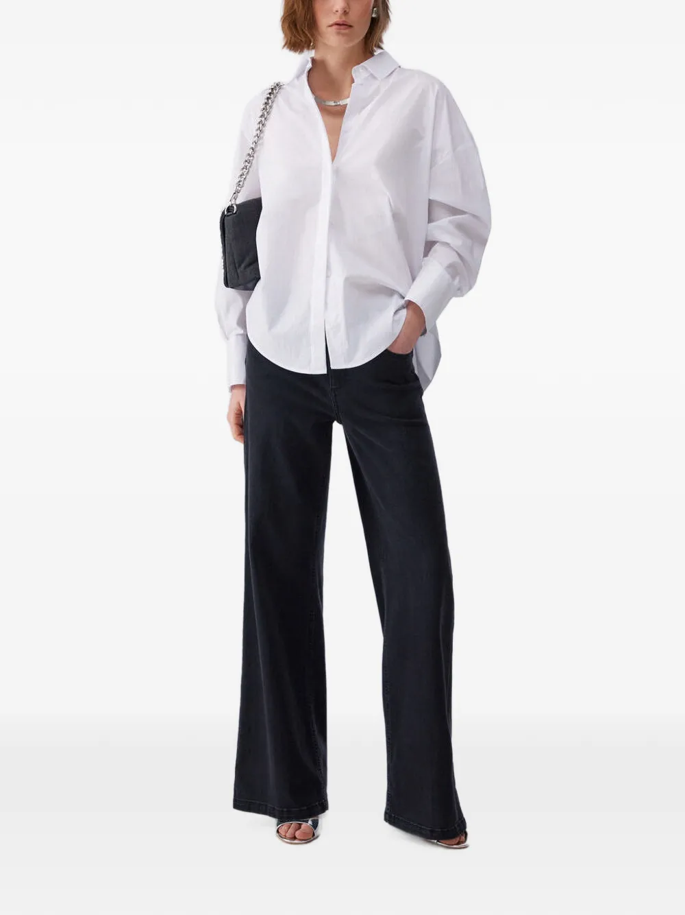 LIU JO Popeline blouse met studs Wit