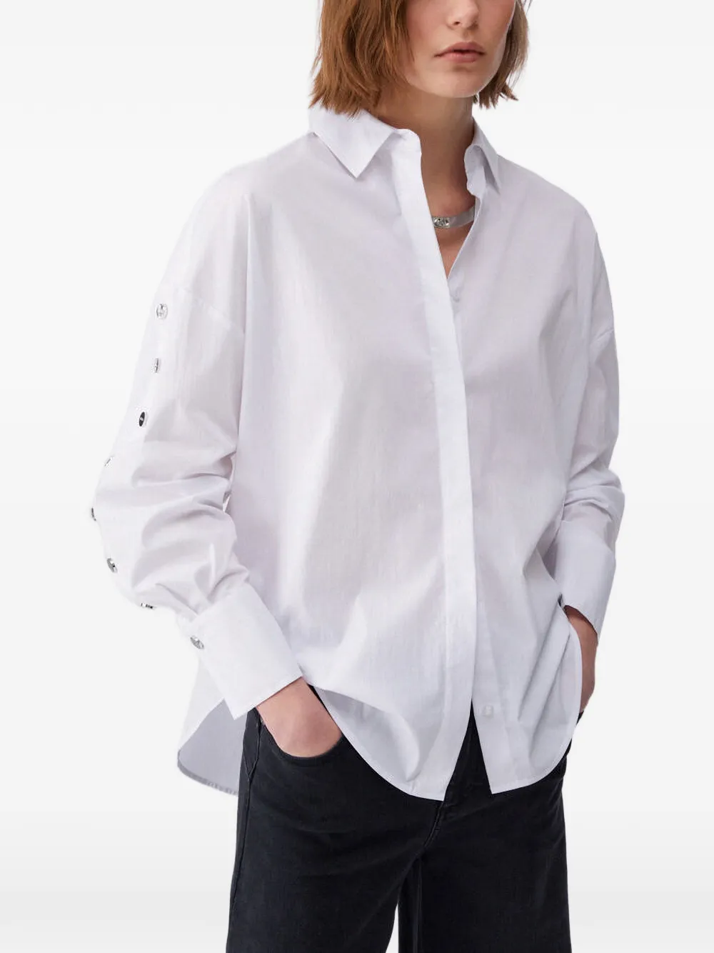 LIU JO Popeline blouse met studs Wit