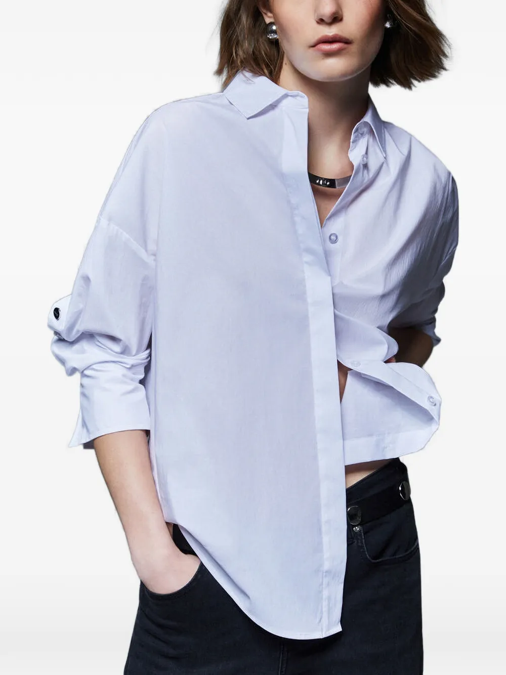 LIU JO Popeline blouse met studs Wit