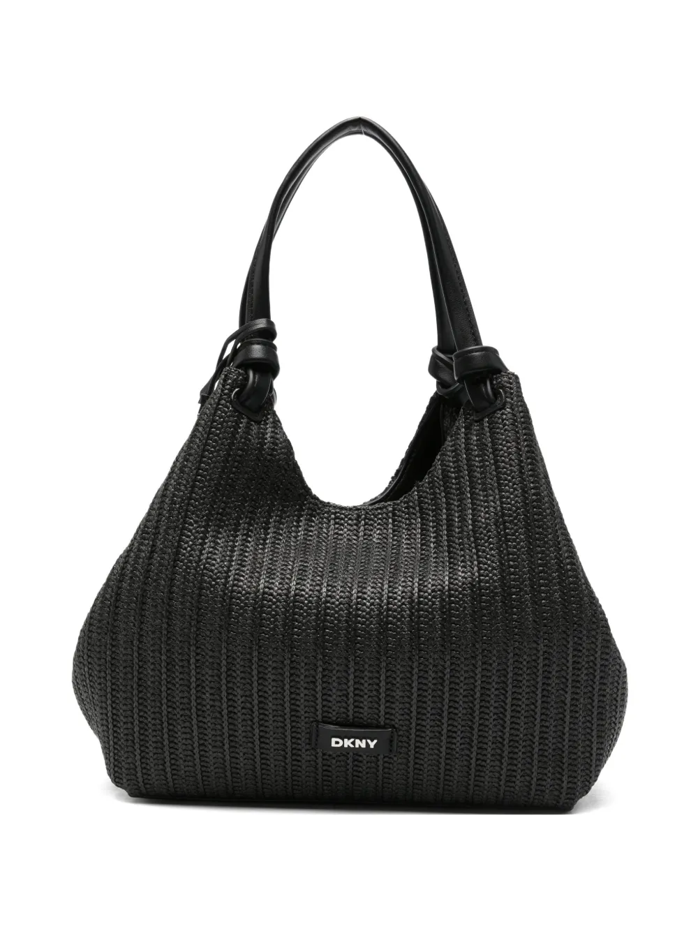 DKNY woven-design logo-plaque tote bag - Nero
