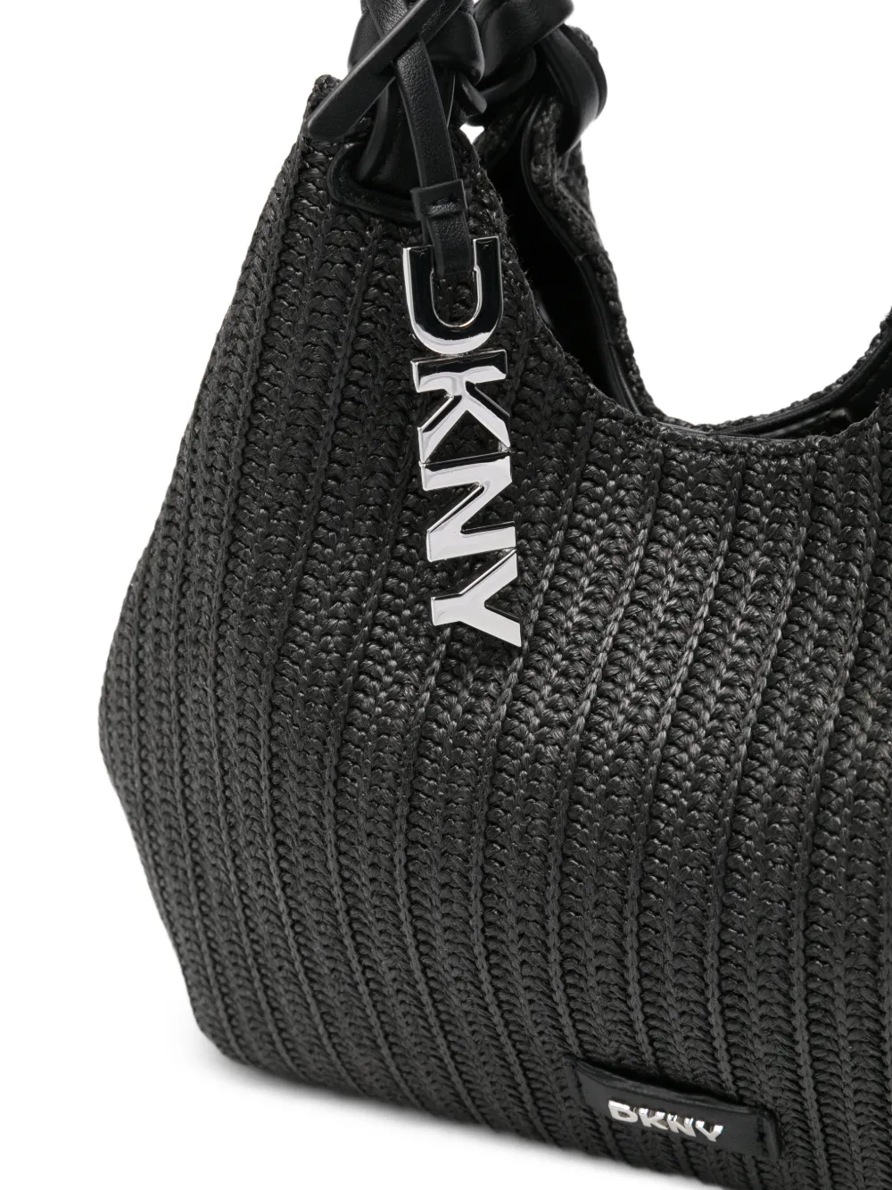 DKNY Geweven shopper met logoplakkaat Zwart