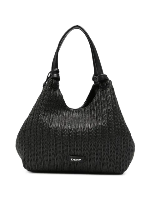 DKNY woven-design logo-plaque tote bag