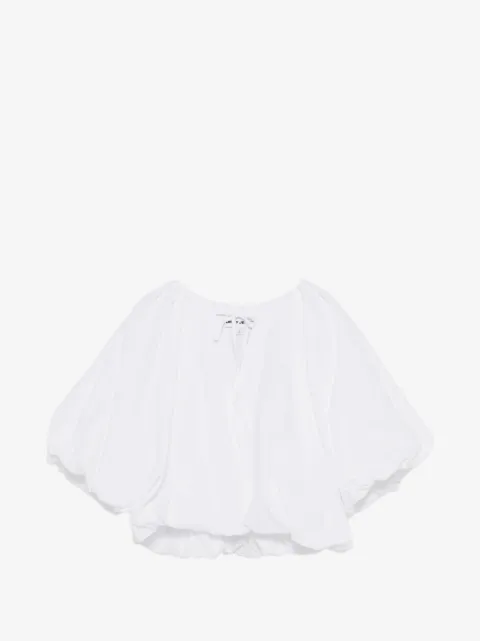DKNY balloon-sleeve tie blouse