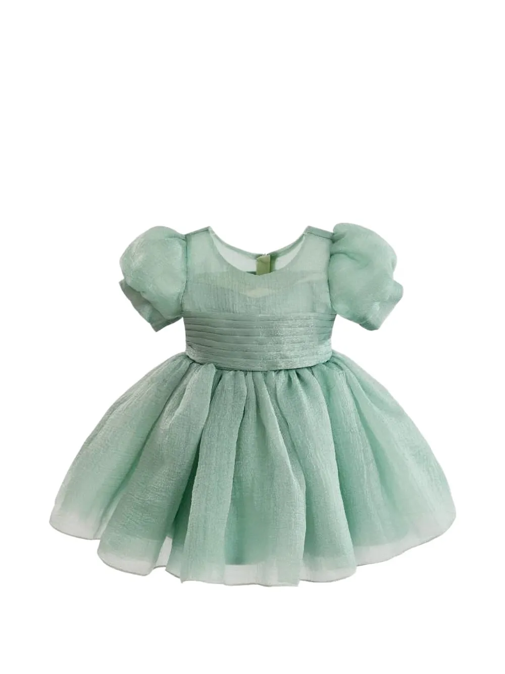 Tulleen puff-sleeve bow-detail dress - Verde