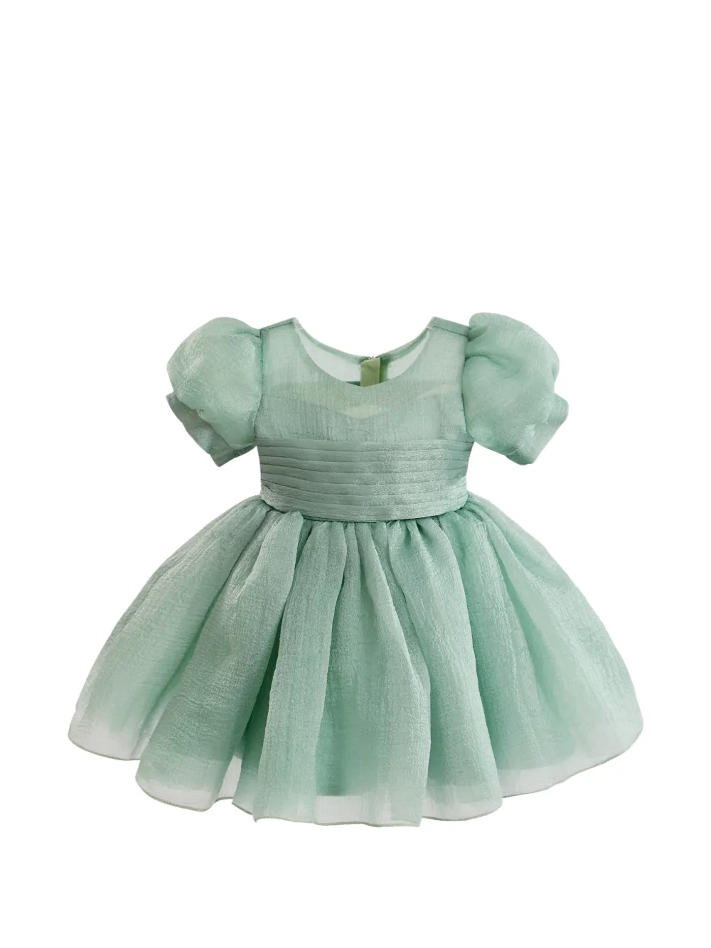 Tulleen puff-sleeve bow-detail dress - Verde