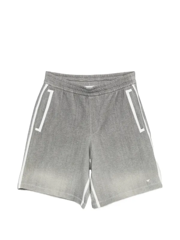 Emporio Armani Herringbone Side-stripe Shorts in Grey