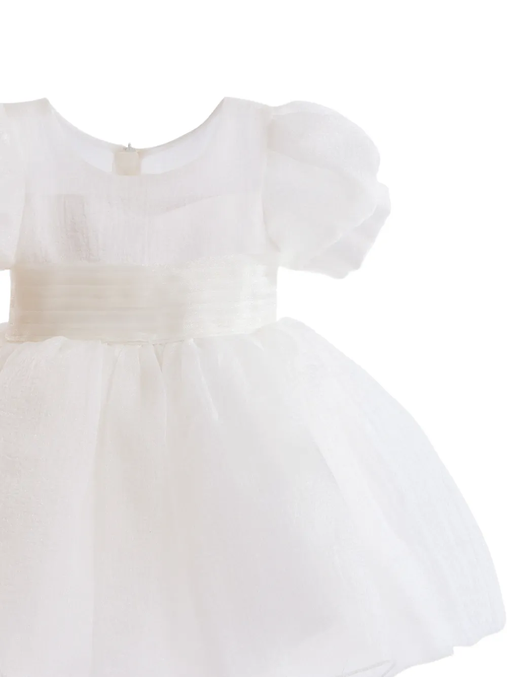  Tulleen Puff-sleeve Bow-detail Dress - Neutrals 