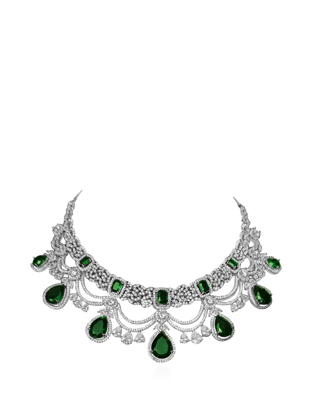 HZMER JEWELLERY Zeenat crystal-embellished necklace - Verde