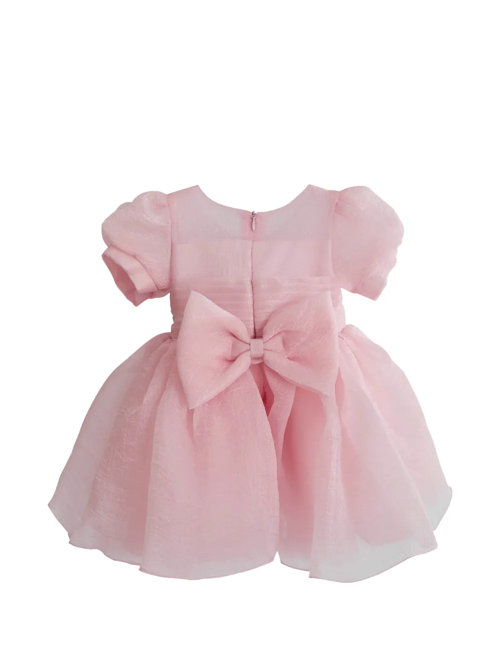Tulleen Jurk met pofmouwen en strikdetail Roze