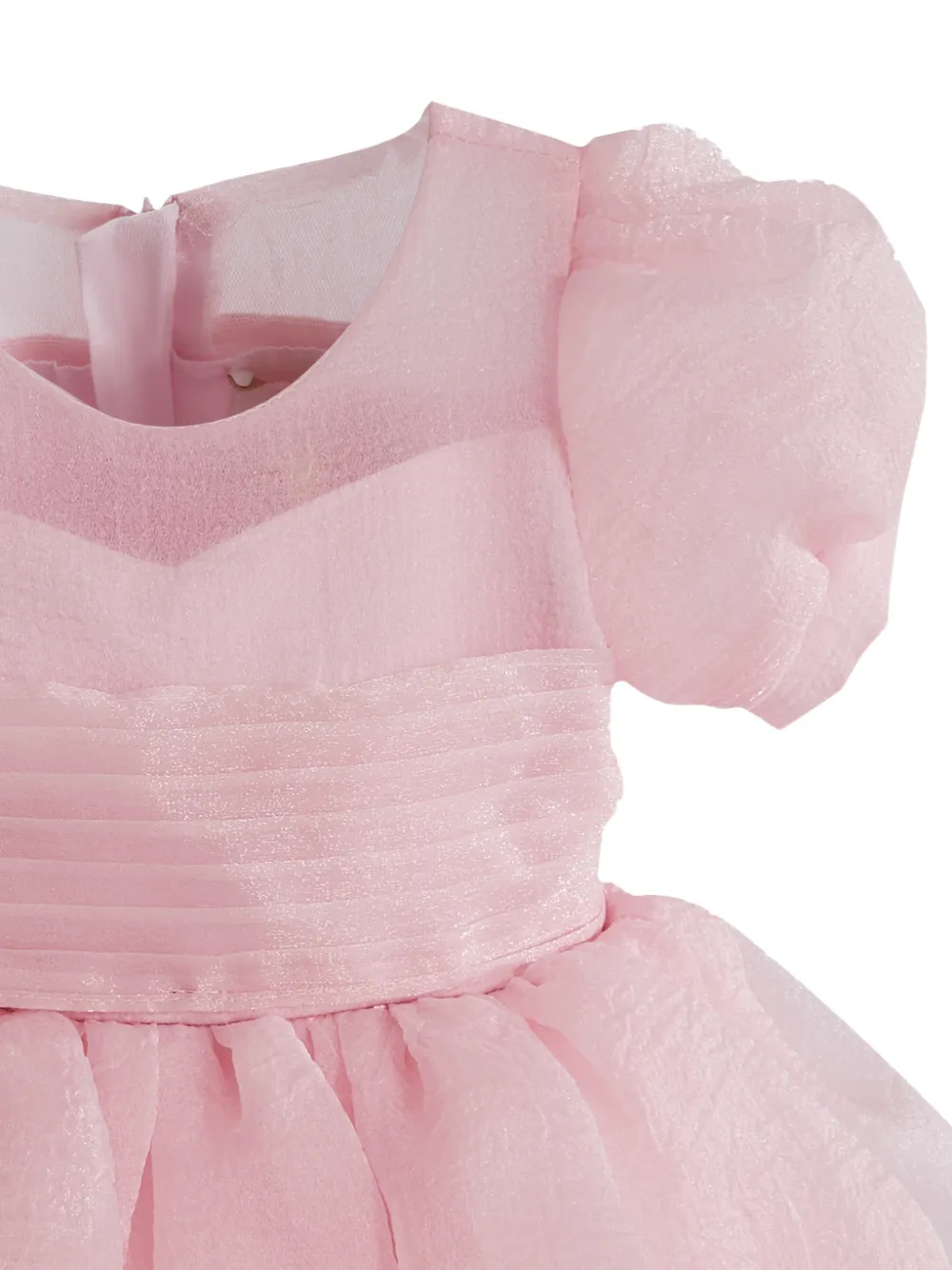 Tulleen Jurk met pofmouwen en strikdetail Roze