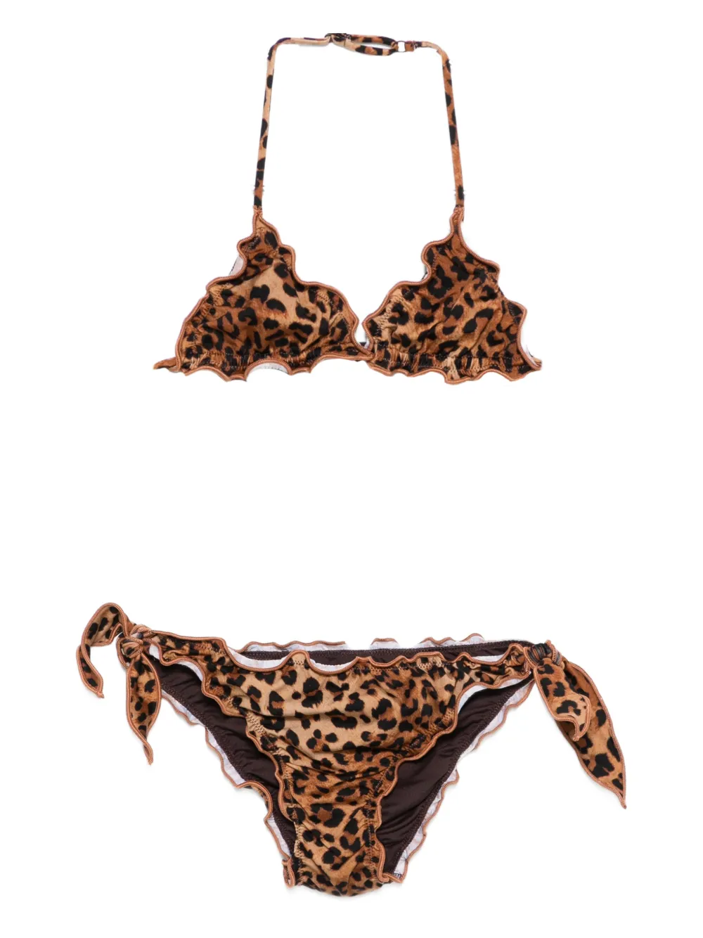 MC2 Saint Barth Kids Cris ruffled leopard-print bikini set - Marrone