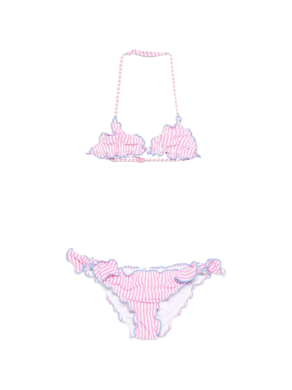 MC2 Saint Barth Kids Cris striped ruffled bikini - Rosa