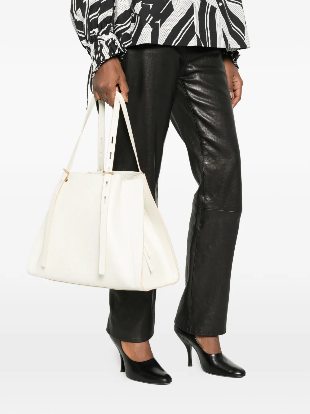  Minobossi Paula Leather Tote Bag - White 
