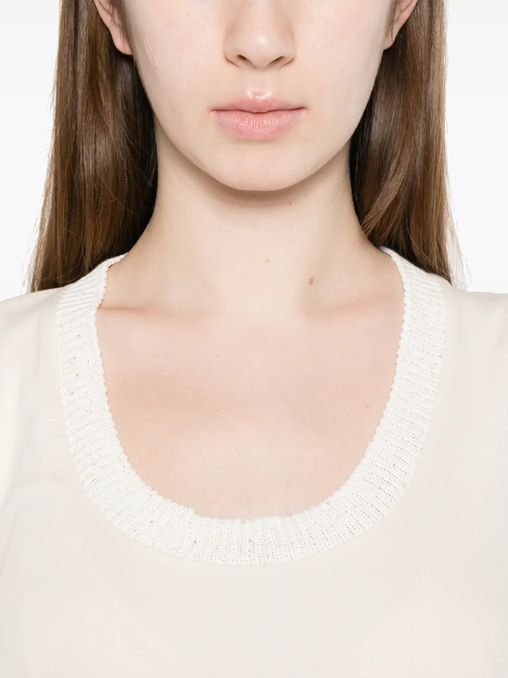 Fabiana Filippi Top met ronde hals Beige