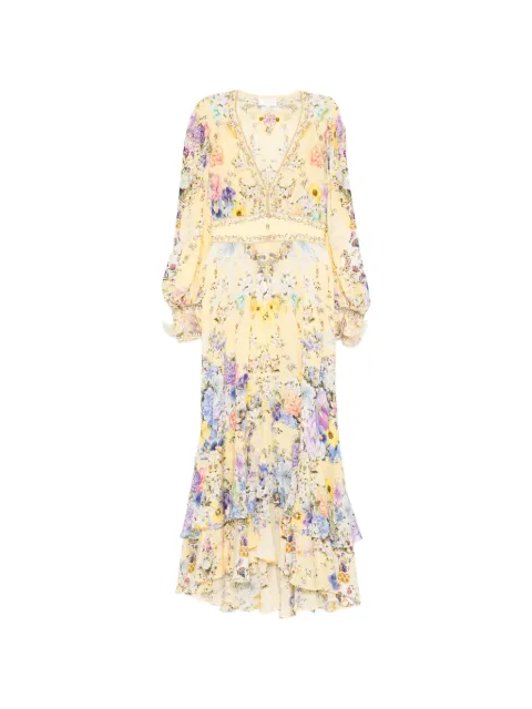 Camilla ruffled floral-print midi dress