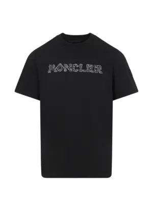 Moncler Camiseta Com Logo e Estampa Contrastante | Preto | FARFETCH BR