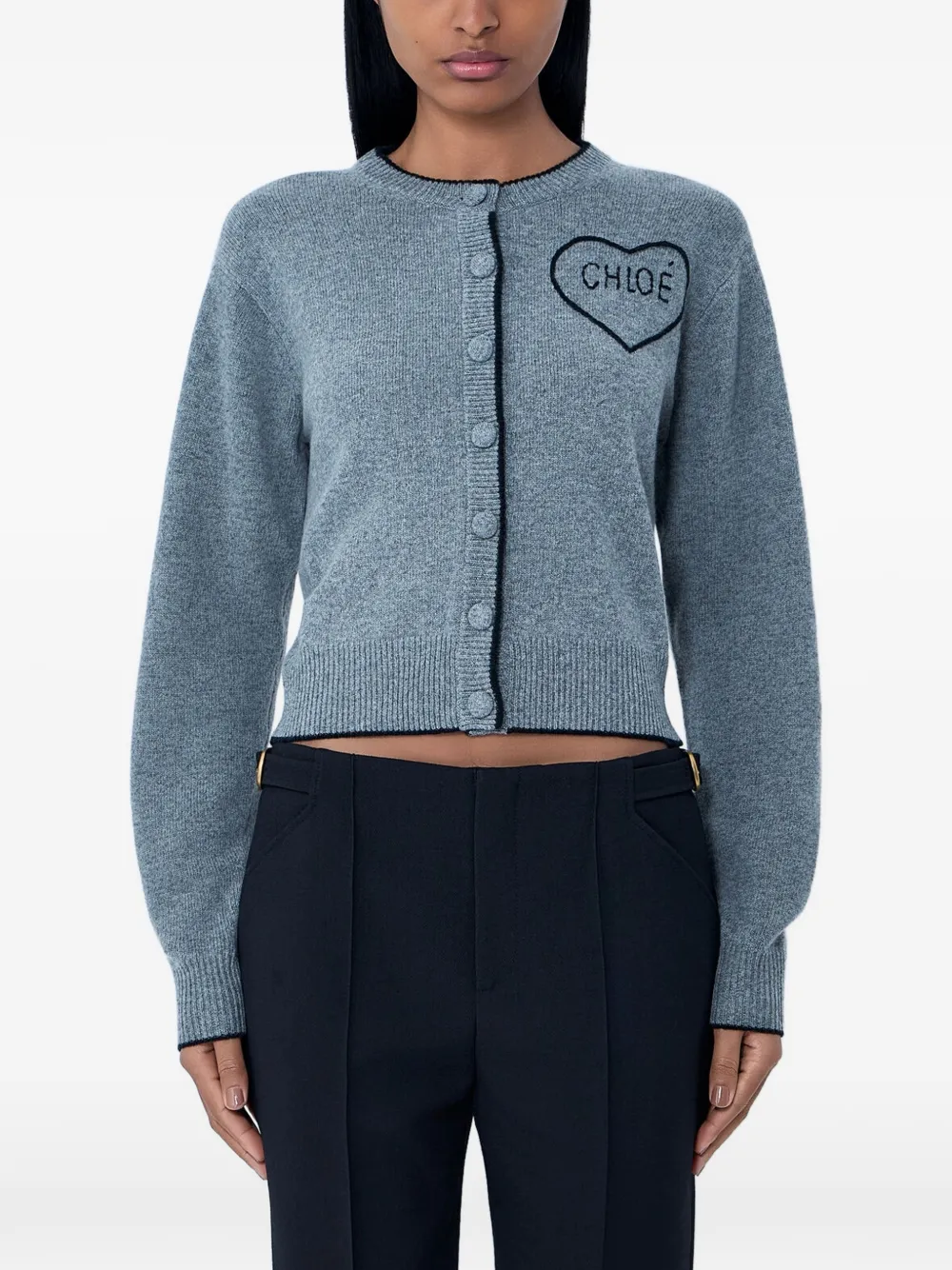 Chloé Cropped Cardigan In Gray